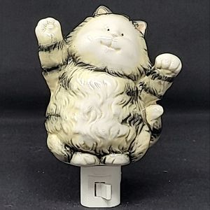 FAT CAT CERAMIC NIGHT-LIGHT WITH SWIVEL PLUG
